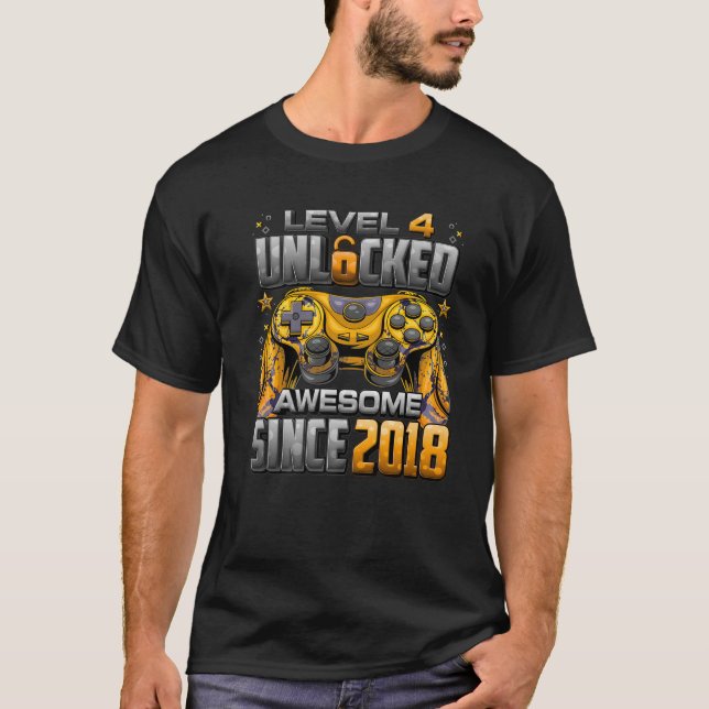 Camiseta Nivel 4 Desbloqueado Impresionante Desde 2018 Cuar (Anverso)
