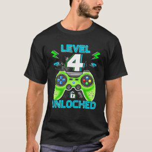 Camiseta Nivel 4 Niños De Cumpleaños Desbloqueados 4º Video