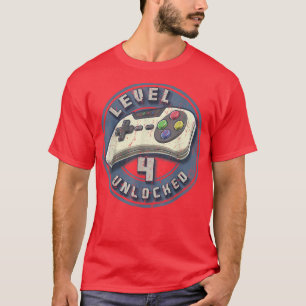 Camiseta Nivel 4 Videojuego desbloqueado 4º Jugador de cump