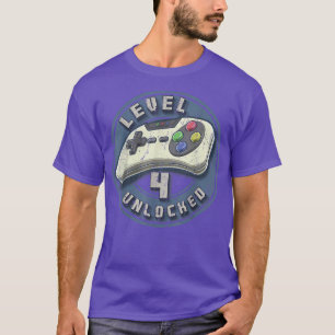 Camiseta Nivel 4 Videojuego desbloqueado 4º Jugador de cump