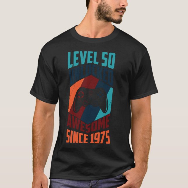 Camiseta Nivel 50 Desbloqueado Desde 1975, (Anverso)