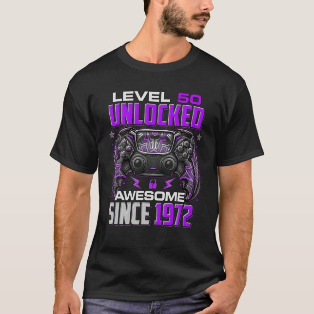 Camiseta Nivel 50 Desbloqueado Impresionante Desde 1972 50º (Anverso)