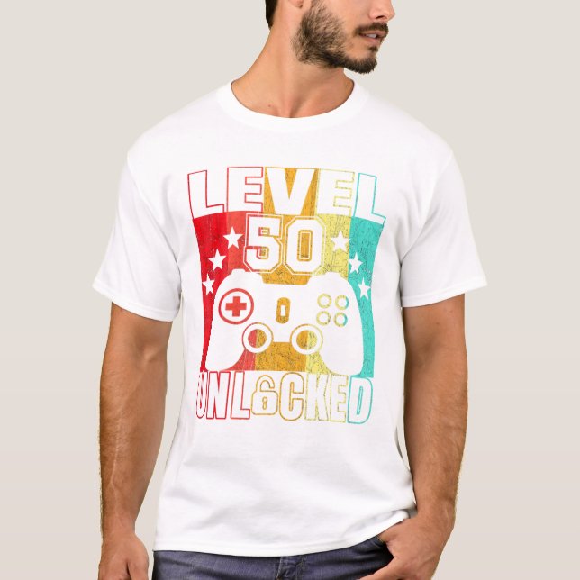 Camiseta Nivel 50 Hombres BDay desbloqueados 50 años (Anverso)