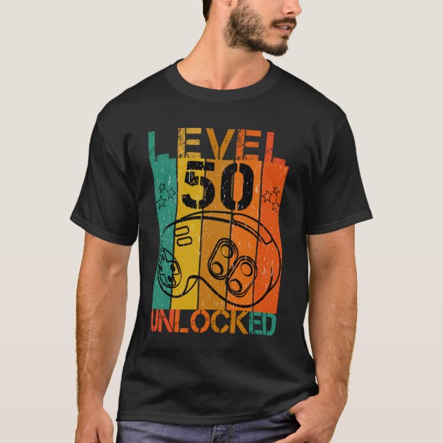 CAMISETA NIVEL 50 JUEGO DIVERTIDO DESBLOQUEADO GEEK 50º CUM (Anverso)