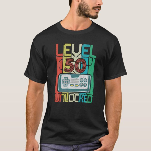 Camiseta Nivel 50 Video Gamer desbloqueado 50 cumpleaños (Anverso)
