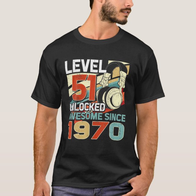 Camiseta Nivel 51 Desbloqueado Impresionante Desde 1970 51º (Anverso)