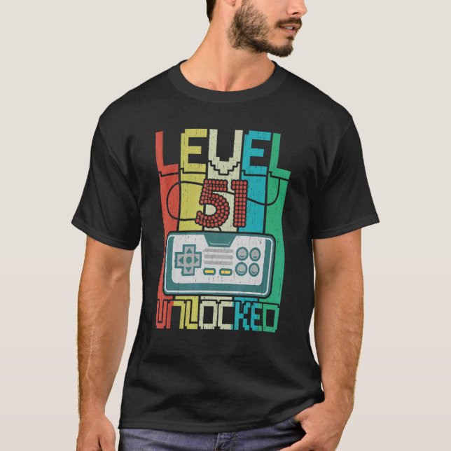 Camiseta Nivel 51 Video Gamer desbloqueado 51 cumpleaños (Anverso)
