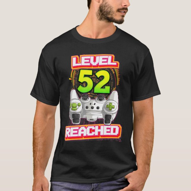 Camiseta Nivel 52 Logró el videojuego 52º cumpleaños (Anverso)