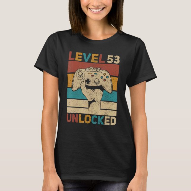 Camiseta Nivel 53 Desbloqueado 53 cumpleaños Jugador de 53  (Anverso)