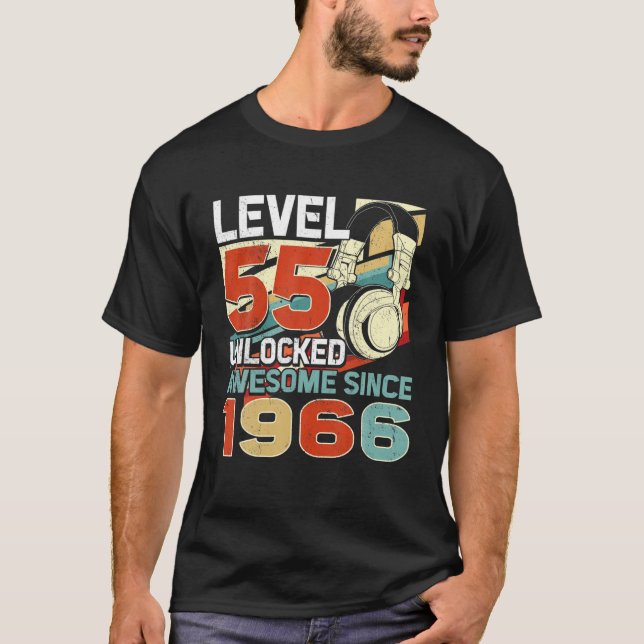 Camiseta Nivel 55 Desbloqueado Impresionante Desde 1966 55º (Anverso)
