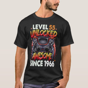 Camiseta Nivel 55 desbloqueado increíble desde 1966 55º cum