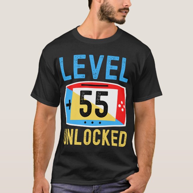 Camiseta Nivel 55 jugador desbloqueado 55º cumpleaños (Anverso)