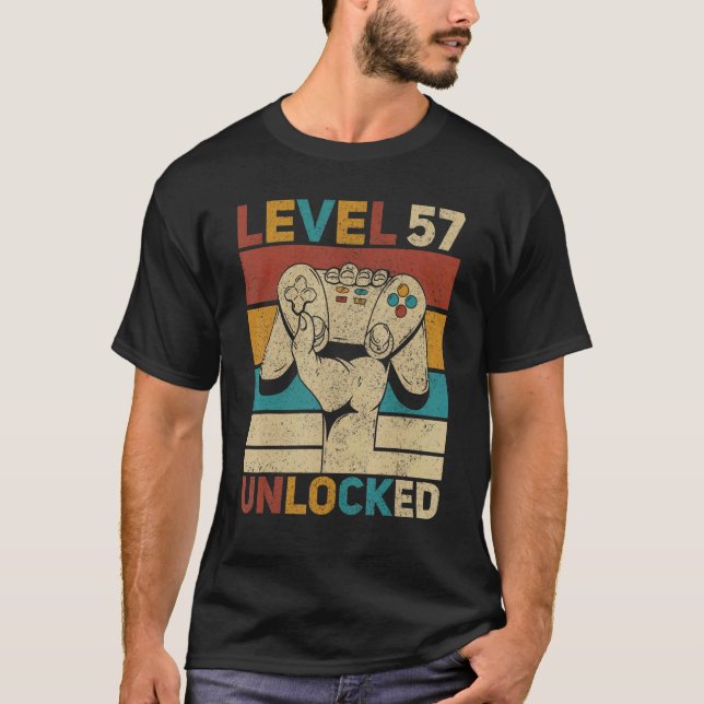 Camiseta Nivel 57 Desbloqueado 57 cumpleaños Jugador de 57  (Anverso)