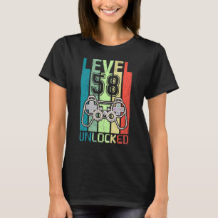 Camiseta Nivel 58 Video Gamer desbloqueado 58th Birthday Te