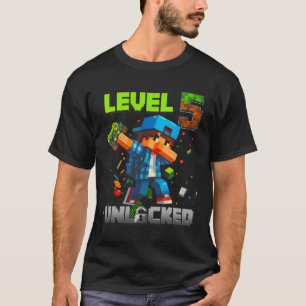 Camiseta Nivel 5 Desbloqueado Cumpleaños Divertido Niño Jug