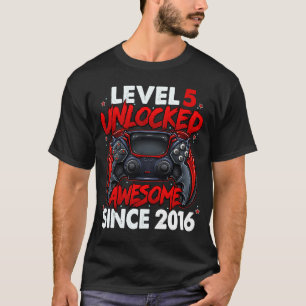 Camiseta Nivel 5 Desbloqueado desde 2016 5º cumpleaños G