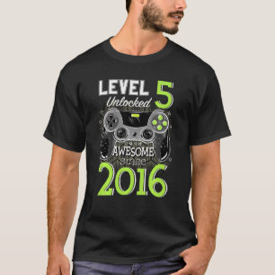 Camiseta Nivel 5 Desbloqueado desde 2016 Video Gamer 5t