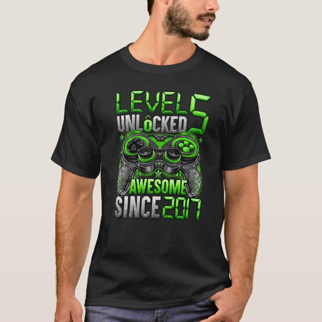 Camiseta Nivel 5 Desbloqueado desde 2017 5º cumpleaños (Anverso)