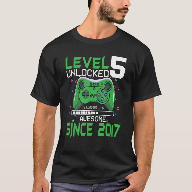 Camiseta Nivel 5 Desbloqueado desde 2017 5º cumpleaños G (Anverso)