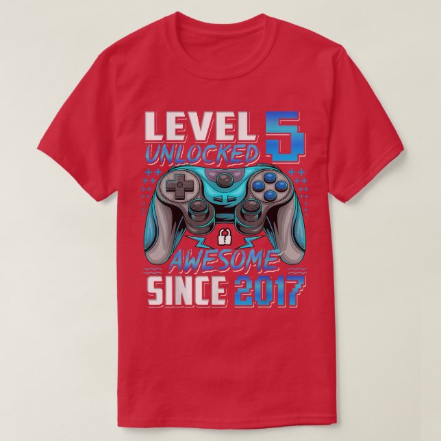 Camiseta Nivel 5 Desbloqueado desde 2017 5º cumpleaños G (Diseño del anverso)