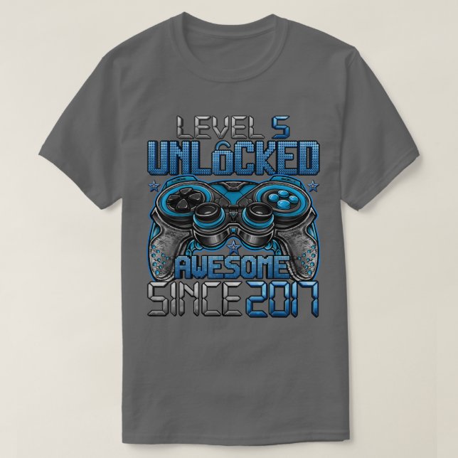 Camiseta Nivel 5 Desbloqueado desde 2017 5º cumpleaños G (Diseño del anverso)