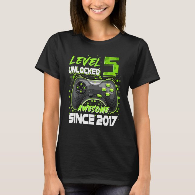 Camiseta Nivel 5 Desbloqueado desde 2017 Quinto cumpleaños  (Anverso)