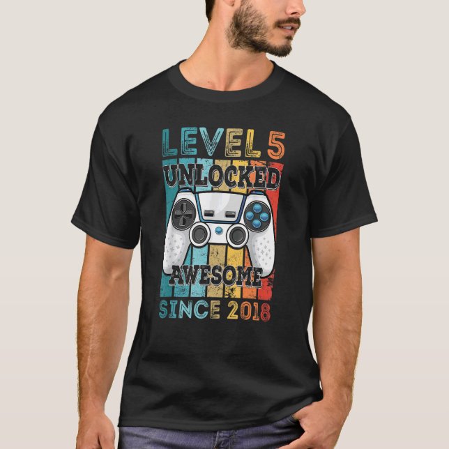 Camiseta Nivel 5 Desbloqueado desde 2018 5º cumpleaños G (Anverso)