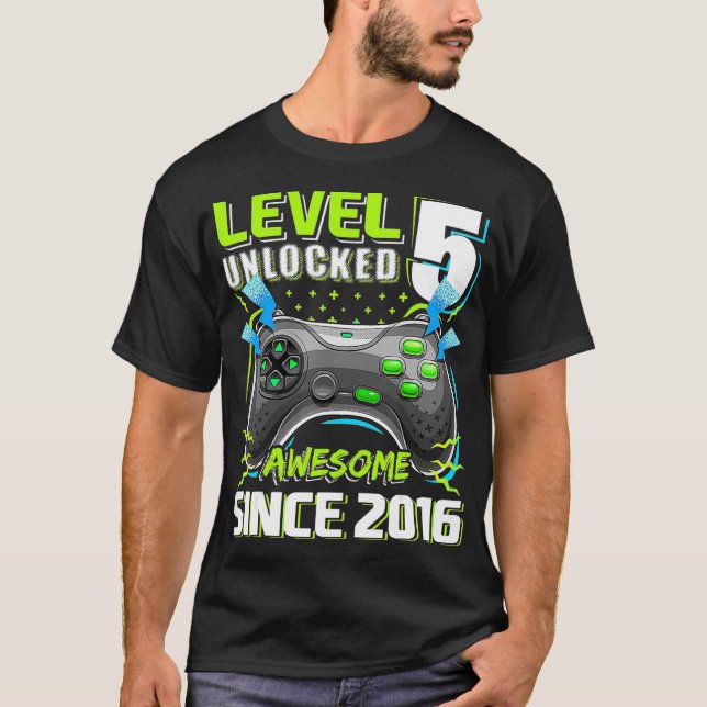 Camiseta Nivel 5 Desbloqueado Impresionante Video Juego 201 (Anverso)