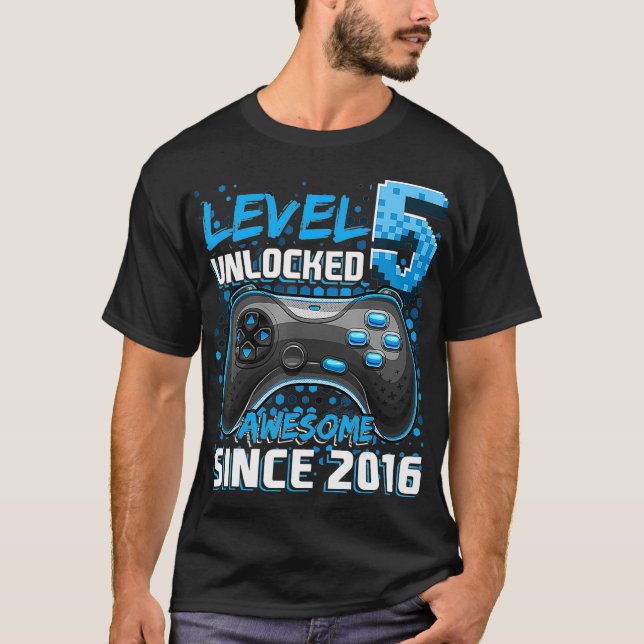 Camiseta Nivel 5 Desbloqueado Impresionante Video Juego 201 (Anverso)
