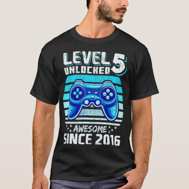 Camiseta Nivel 5 Desbloqueado Impresionante Video Juego 201 (Anverso)