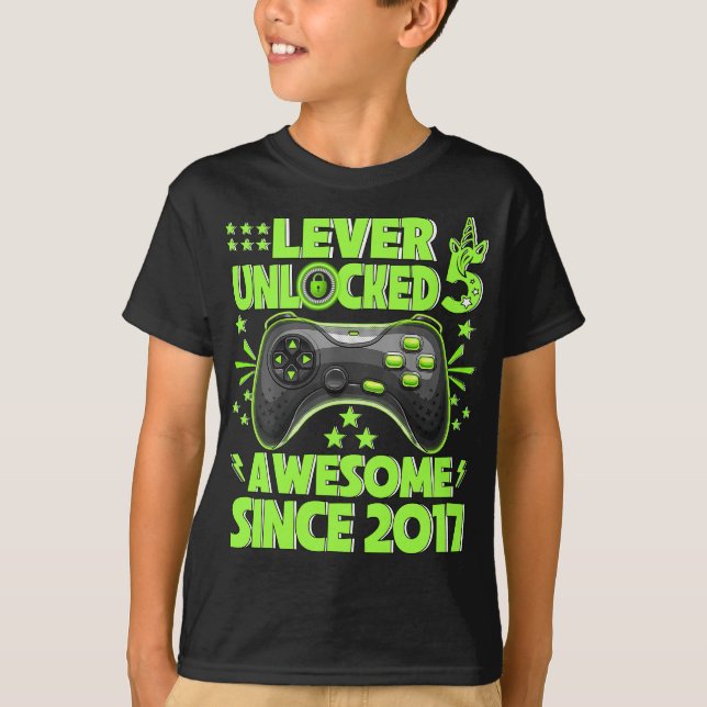 Camiseta Nivel 5 Desbloqueado Impresionante Videojuego 2017 (Anverso)