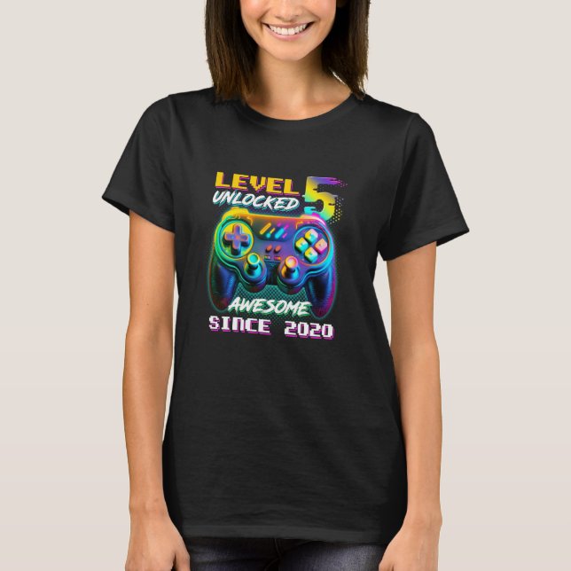 Camiseta Nivel 5 Desbloqueado Increíble Desde el 5º Cumplea (Anverso)