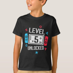 Camiseta Nivel 5 Desbloqueado Niño de cumpleaños Funny Game
