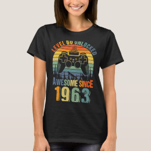Camiseta Nivel 60 Desbloqueado 60th Birthday Gamer 1963 Boy
