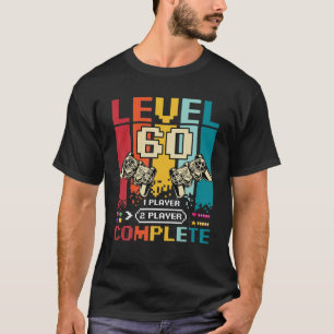 Camiseta Nivel 60 Retro Vintage completo gamer de 60 años