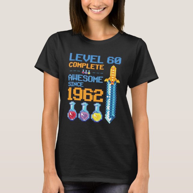 Camiseta Nivel 60 Videojuego desbloqueado 60º cumpleaños R (Anverso)