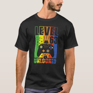 Camiseta Nivel 63 Desbloqueado Nivel de Cumpleaños 63.ª Gam