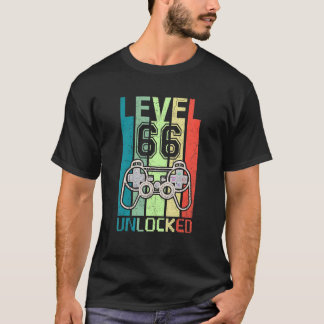 Camiseta Nivel 66 Jugador de video desbloqueado 66º cumplea