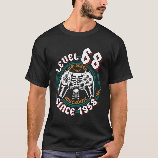 Camiseta Nivel 68 Desbloqueado Increíble Desde 1958 Cumplea (Anverso)