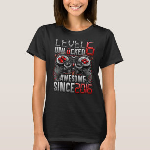 Camiseta Nivel 6 Desbloqueado desde 2016 6º cumpleaños