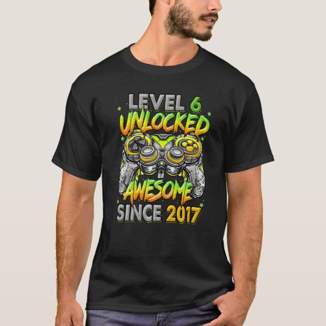 Camiseta Nivel 6 Desbloqueado desde 2017 6º cumpleaños G (Anverso)