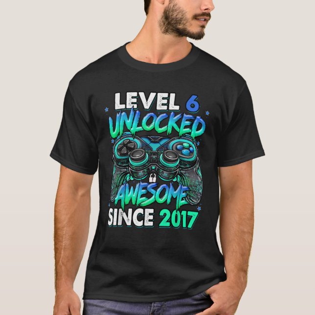 Camiseta Nivel 6 Desbloqueado desde 2017 6º cumpleaños G (Anverso)
