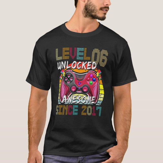 Camiseta Nivel 6 Desbloqueado desde 2017 6º cumpleaños G (Anverso)