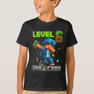 Camiseta Nivel 6 Desbloqueado Divertido Cumpleaños Niño Jug