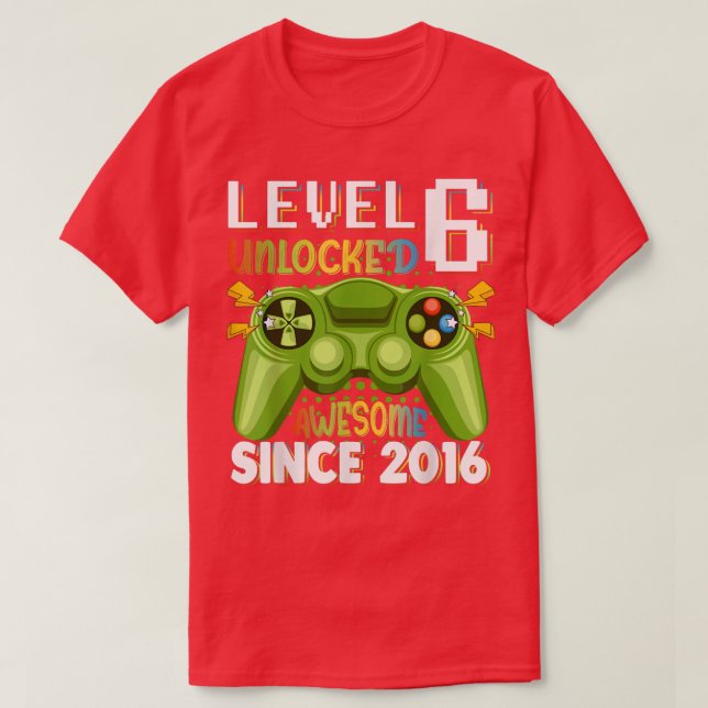 Camiseta Nivel 6 Desbloqueado Impresionante videojuego 2016 (Diseño del anverso)