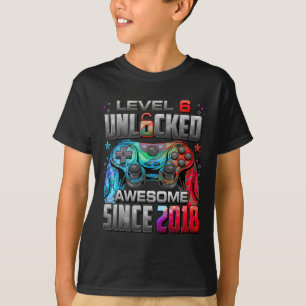 Camiseta Nivel 6 Desbloqueado Increíble Desde Cumpleaños 6