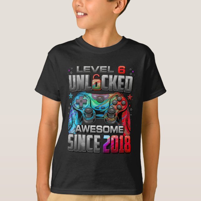 Camiseta Nivel 6 Desbloqueado Increíble Desde Cumpleaños 6  (Anverso)