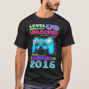 Camiseta Nivel 6 Niños de cumpleaños desbloqueados 6º jugad