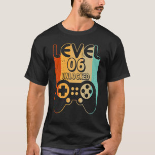 Camiseta Nivel 6 Video Gamer desbloqueado 6 cumpleaños