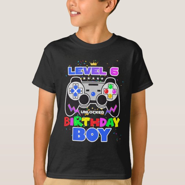 Camiseta Nivel 6 Videojuego de Birthday Boy Sexto Nacimient (Anverso)